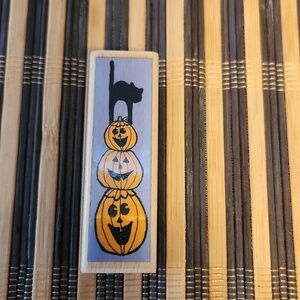 Nwt Halloween stamp pumpkins cat